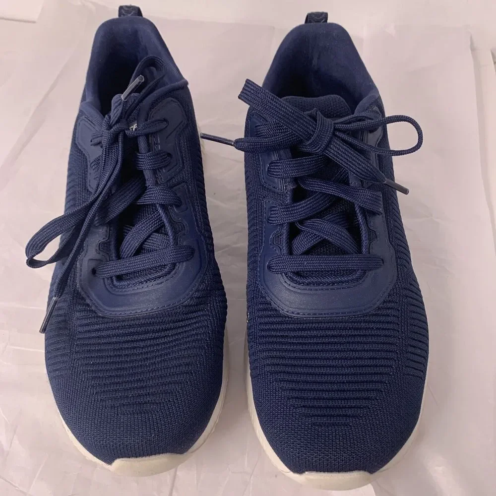 BOBS SPORT by Skechers TOUGH TALK Navy Fabric Lace Up Low Top Sneakers Women 9.5